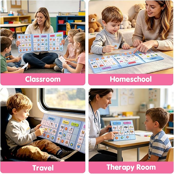 Visual Schedule for Kids, 170 Magnetic Visual Cards & Tri-Fold Magnetic Board, Daily Routine Chart for Autism ADHD, Toddler Morning Bedtime Chore Planner for Home Classroom, Visual Routine Board for Nonverbal Special Needs Children
