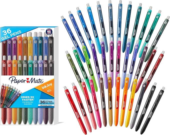 Paper Mate InkJoy Gel Pens, Retractable, Medium Point (0.7 mm),Office Supplies, Smooth, Colorful Ink, 36 Count (Pack of 6)