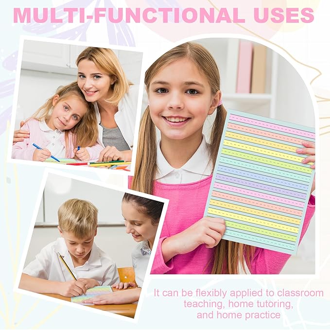 200 Sheet Raised Line Handwriting Paper With 1/2" Spacing Wide Ruled Writing Paper for Kindergarten 8.5"x 11" Colored Primary Writing Paper Pad Handwriting Practice For Kids Multi Sensory Dysgraphia