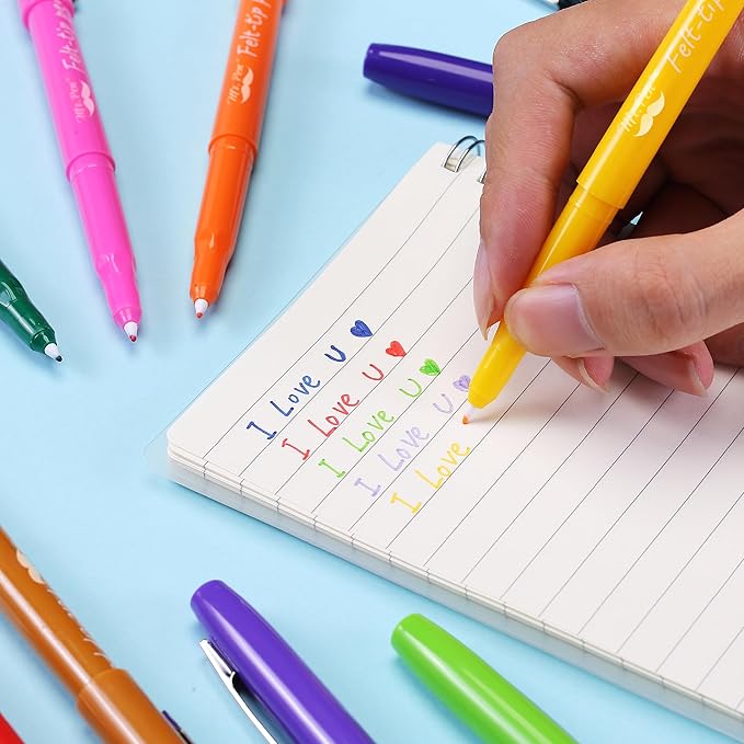 Mr. Pen- Felt Tip Pens, 16 Pack, 0.7 mm, Colorful Felt Tip Pens, Fast Dry, No Smear, Planner Markers for Underlining, Writing, Drawing, Journaling Supplies