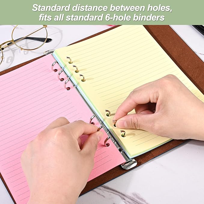A5 Horizontal Line Loose-leaf Paper, College Scratch 5-Color Filler Paper 6-Hole Notebook 8.26x5.6 inches,50 Sheets/100 Pages (5-Color Lined-50 Sheets, A5)