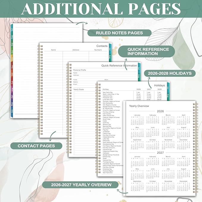 Planner 2026-2027 - Academic Planner 2026-2027, July 2026 - June 2027, 9" x 11", Weekly and Monthly Planner, Calendar Planner 2026-27, Colorful Tabs, Back Pocket, Perfect Daily Organizer - Floral