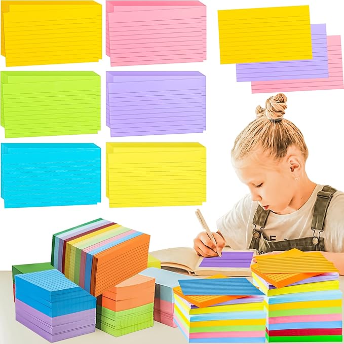180Pcs Colored Index Cards 4x6 Inch Flash Cards with Lines Note Card Flashcards, Colorful Ruled Card Pad Index Note Books 4 x 6 Notecards for Studying School Supply College Office