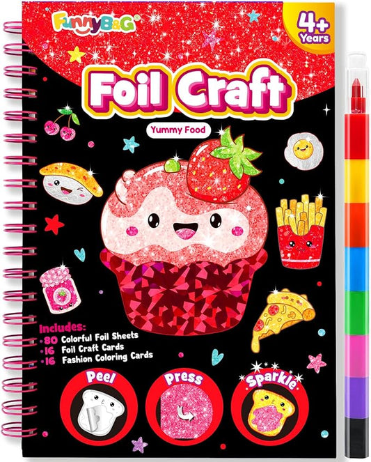 FUNNYB&G Mess-Free Foil Art Craft for Girls Ages 4-10, Kids Birthday Gift