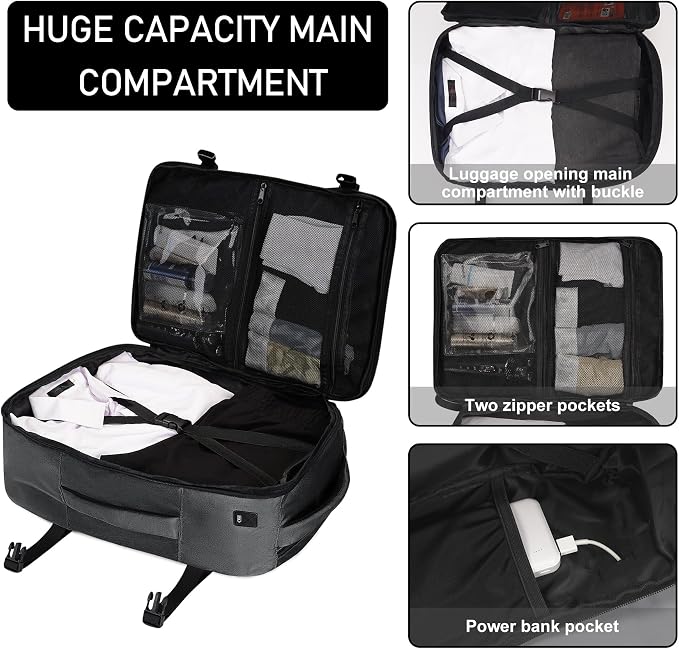 ECOHUB Travel Backpack 18x14x8 Frontier Airlines Personal Item Bag Ash Grey | Carry On Backpack with 13 Pockets, Casual Daypack for Men Women Airline Approved Water Resistant Back pack with Charging Port