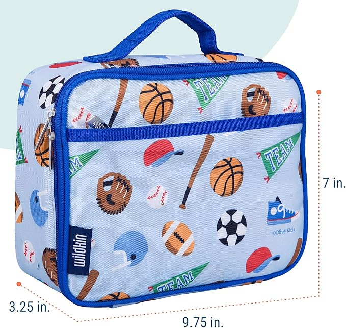 Wildkin Kids Insulated Lunch Box, Keeps Food Hot or Cold, BPA-Free with Mesh Pockets & Easy-Clean Lining – Ideal for School, Travel & Daycare – Game On
