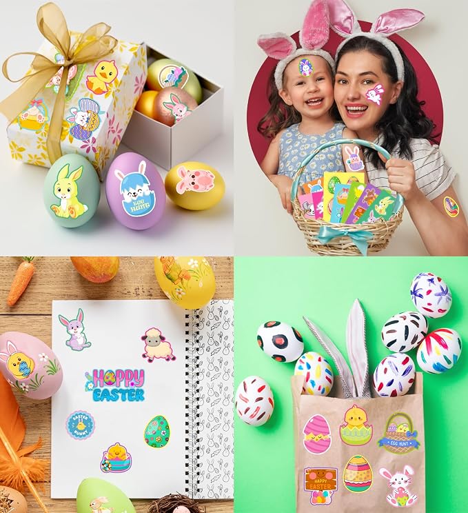 Easter Stickers for Kids - 400 Pcs Easter Basket Stuffers | Easters Gifts Decorations for Egg,Easters Crafts Activities Party Favors for Boys Girls Teens Adults