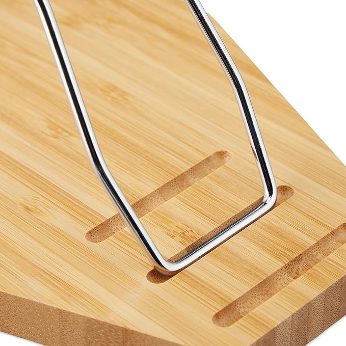 Relaxdays Bamboo Reading Stand, 3 Tilt Angles, Foldable, Book Tray for Notebooks, Books & Tablets, Cookbook Holder, Natural