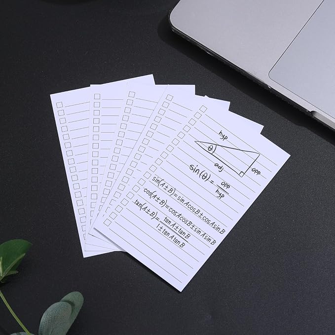 Vertical Ruled Index Cards 3x5 with Check Boxes,Double Sided Ruled Note Card for To Do Checklists, Heavy Weight Flash Cards for Studying,School, Home and Office - White,200 Pack