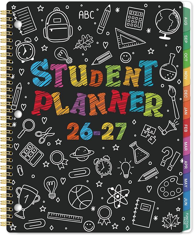 Student Planner 2026-2027 - School Planner 2026-2027, Aug. 2026 - Jun. 2027, 9" × 11", Student Lesson Book with 368 Stickers, Monthly Tabs, 3-Hole Punched, Perfect for Academic Year