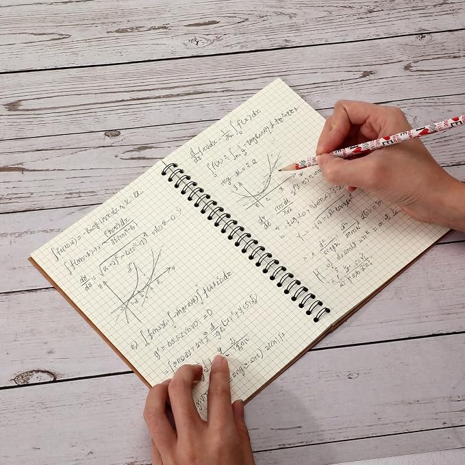 Epakh 6 Pack Spiral Notebooks A5 Bulk Back to School Hardcover Spiral Journal Notebook 5.5 x 8.3 Inch, First Day of School Journal Paper Notebook for Writing, 50 Sheets 100 Page (Grid,Brown)