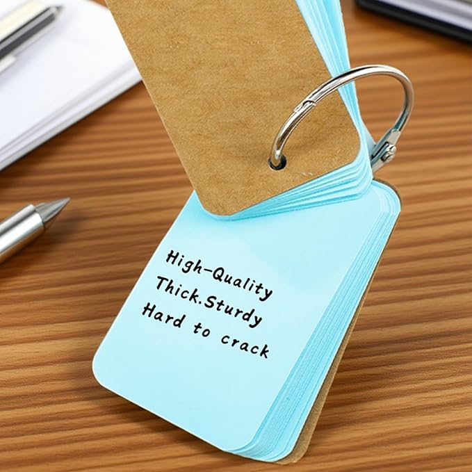 6 Pack index cards with ring flash cards for studying,300 Count,1.57 x 2.76 Inchs Flash Card，Easy Flip DIY Greeting Card Note Cards
