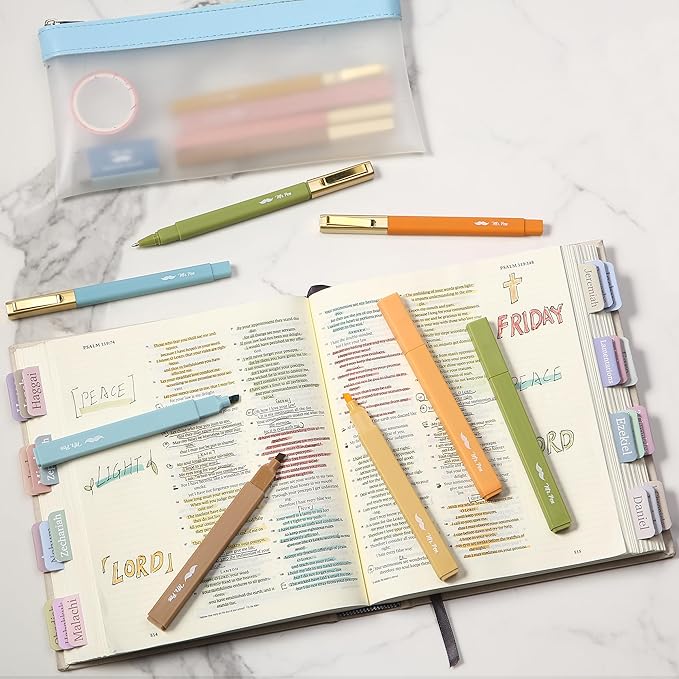 Mr. Pen- Aesthetic Highlighters and Ballpoint Pens No Bleed, 12 Pack, Warm Fall, Bible Highlighters and Pens No Bleed, Fast Dry and No Smear for Bible Journaling, Planner, School Supplies