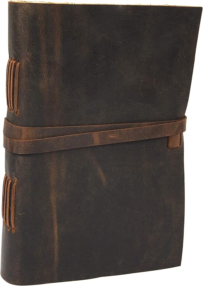 Leather Journal Travel Diary, Handmade Vintage Bound Notebook For Men & Women, Antique Finish, Genuine Buffalo Leather- Quality Unlined Paper Perfect for Notes, Art Sketchbook, 9X6 Inches, Brown