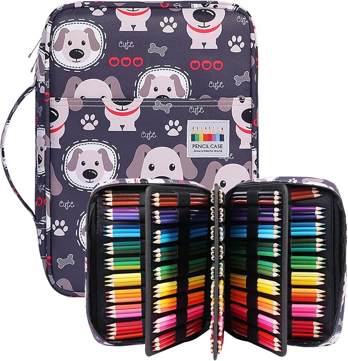 Coloring Pencil Case 220 Slots Pencils/Gel Pens Organizer Waterproof Travel Case Zipper Carrying Portable Pencil Markers Pen Holder Bag for Painter Writers