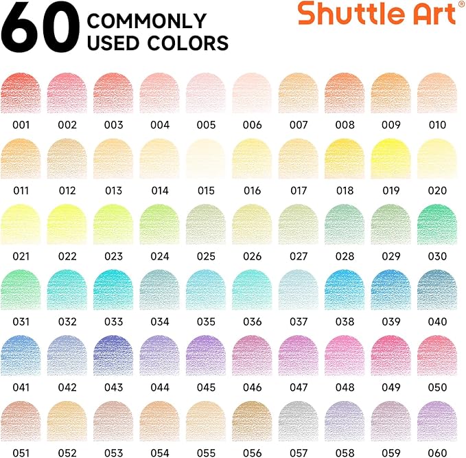 Shuttle Art 60 Pastel Colored Pencils, Colored Pencils for Adult Coloring, Soft Core Pencil in Gift Tin Box, Drawing Pencil for Kids Adults Beginners Artists Drawing Coloring Sketching