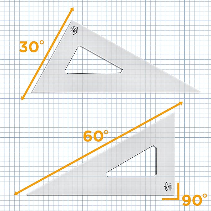Alvin, SK360-10, 10" Smoke-Tint Triangle Ruler, Math Geometry Tool - 30/60 Degrees
