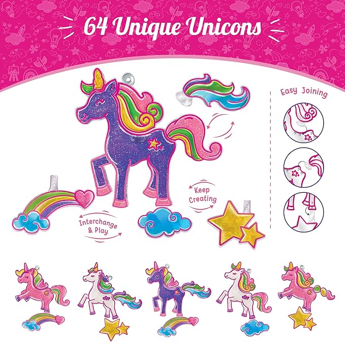 Imagimake Window Art Princess & Unicorn | DIY Suncatcher Kit for 5-8 Year Old Kids | Princess & Unicorn Toys for Girls Age 5,6,7,8 | Art & Craft Kits for Ages 6-8 | Birthday Gifts for 6 Year Old Girls