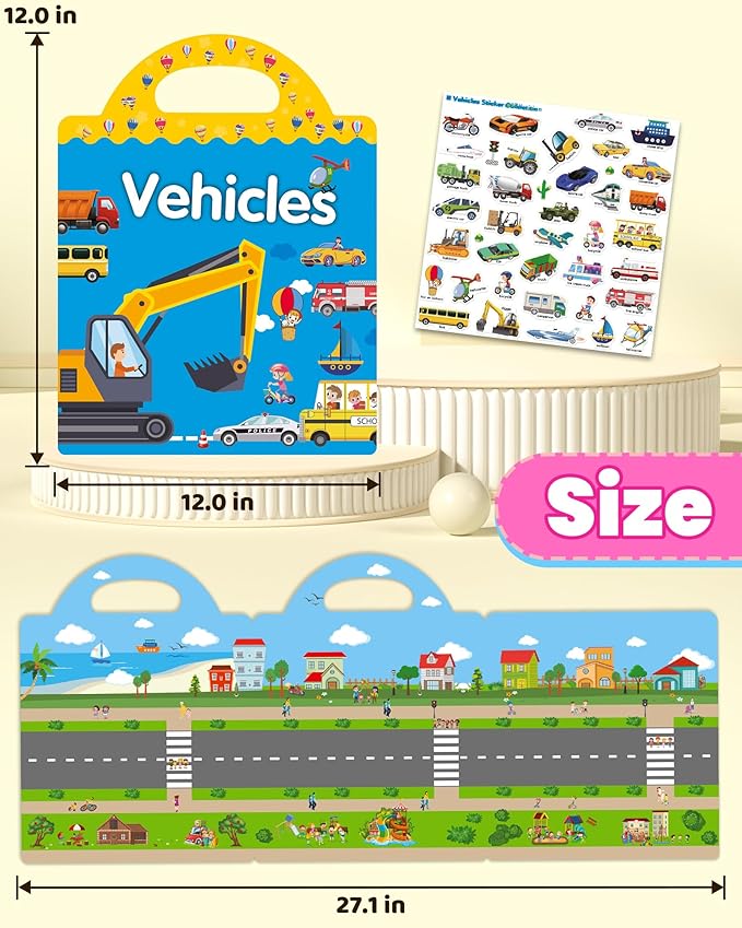 Walenced Reusable Sticker Book for Toddlers, Travel Stickers for Kids, Toddler Craft Activities Toys, Birthday Gifts for Boys & Girls