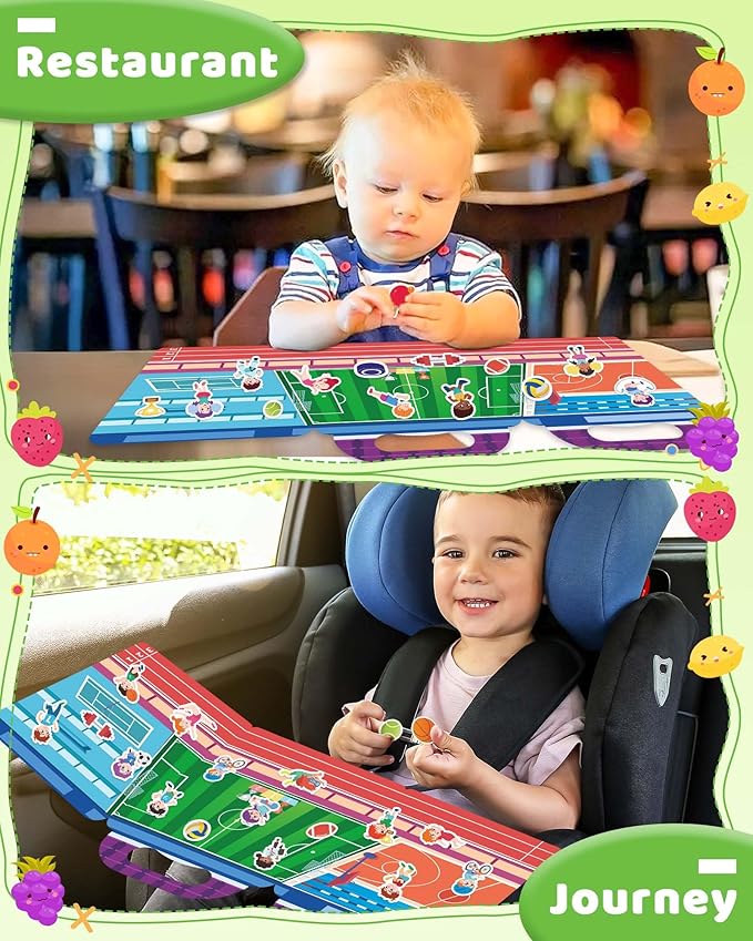 Benresive Reusable Sticker Book for Toddlers, Travel Stickers for Kids, Toddler Crafts Activities Toys, Birthday Gifts for Boys & Girls - Sports