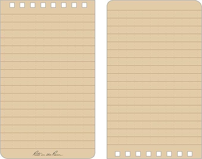 Rite in the Rain Weatherproof Top Spiral Notebook, 3" x 5", Brown Cover, Universal Pattern, 3 Pack (No. 435-3X)