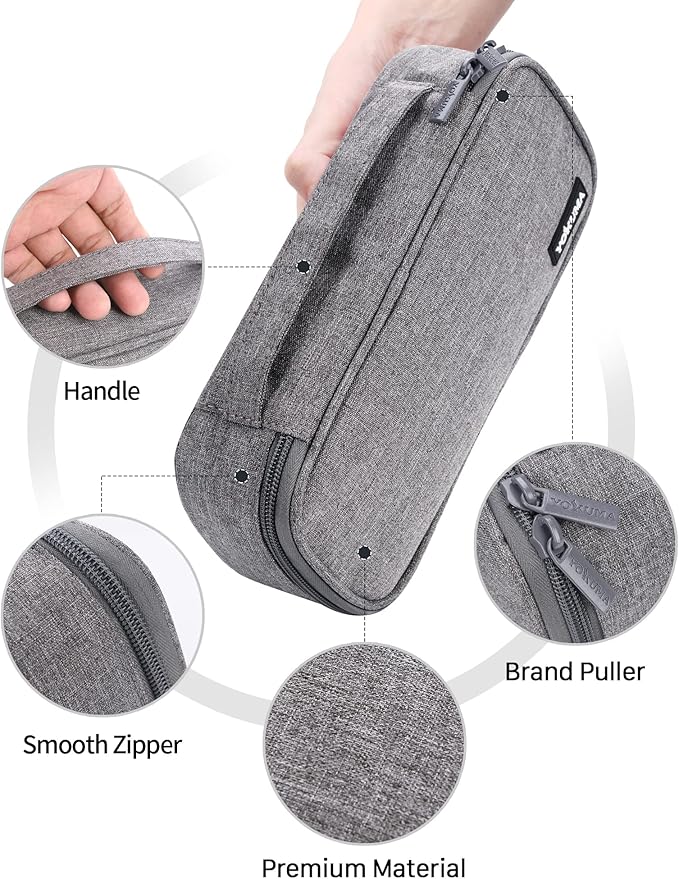 YOKUMA Pencil Case,Large Capacity Pencil Pouch,Aesthetic Zipper Pencil Box, Back to School Supplies for College Student Teen Adults,Travel Essentials,Electronic Cable Organize