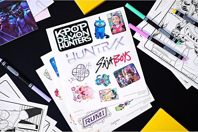 Crayola Kpop Demon Hunters Art Case (40+pcs), Coloring & Sticker Craft Kit, Gift for Kids & Teens, Travel Activity Set, Ages 8+