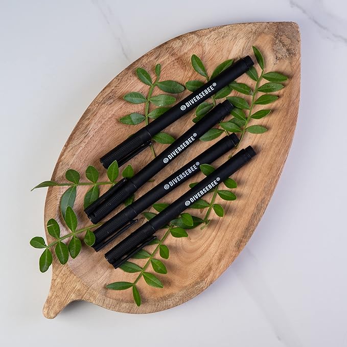 DIVERSEBEE Fine Tip Permanent Pens, 4 Pack Quick Dry Markers, Transparent Sticky Notes Writing Pens, Office School Art Supplies, Black Oil Based Fineliners