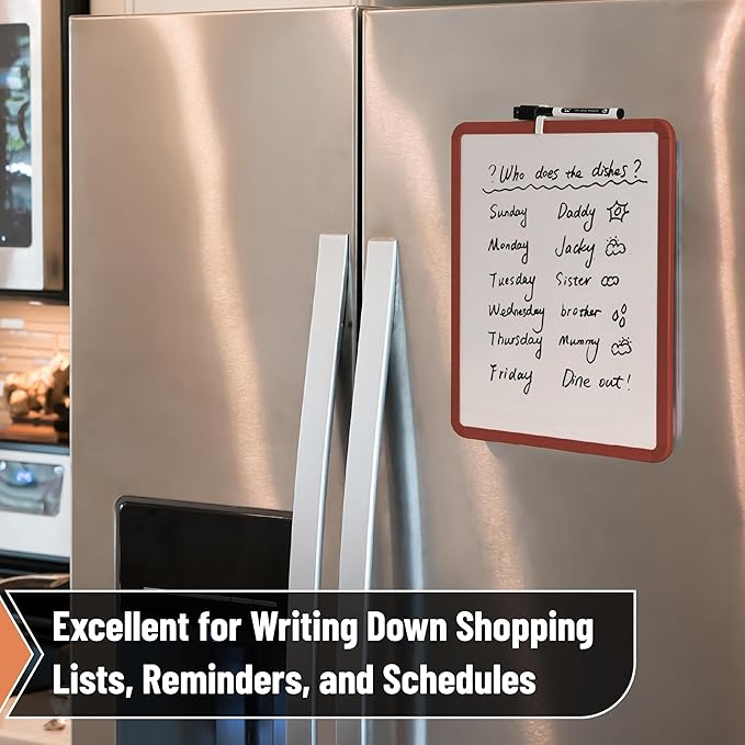 Mr. Pen- Dry Erase Board, 14” x 11” with a Black Dry Erase Marker, Chocolate Brown Frame, Small Mini White Board for Students, Fridge, Wall, Locker, Includes Double Sided Tapes
