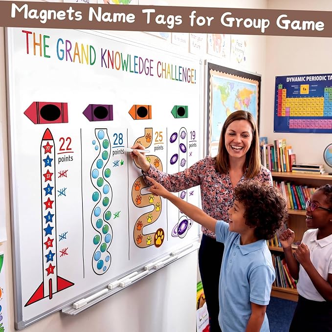 Crtiin 42 Pcs Crayon Desk Name Tags Rainbow Crayon Magnet Name Tags with Pens Back to School Plate Dry Erase Magnetic Student Locker for Bulletin Board Teacher Supplies (5.2 Inch*2.5 Inch)