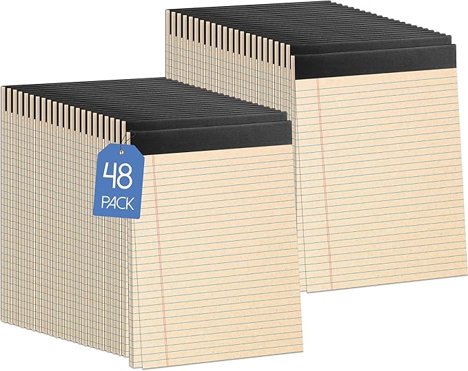 48 Pack Legal Pads 8.5" x 11" Writing Pad Note Pads for Office, 30 Sheets Recycled Notepad & Memo Pad, Paper Pads College Ruled, 8.5 x 11 Notepads for Work, Professional Notepads for Office, Home, School
