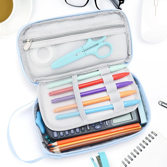 Pencil Case Large, High Capacity Canvas Big Pencil Pouch Organizer Holder | 5 Compartments Pockets Sturdy Zipper, Cute Pencil Case for School Office Student Teen