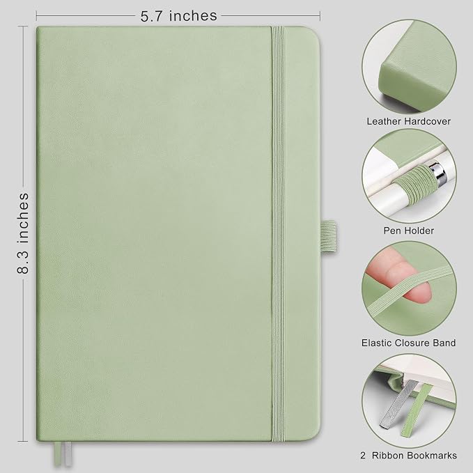 AHGXG Dotted Journal Notebook, 160 Numbered Pages, A5 Size (5.7'' x 8.3'')