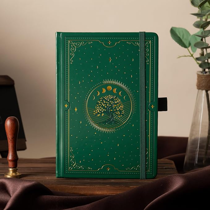 TIEFOSSI Tree of Life Journal, A5 Lined Journal for Women Men, Aesthetic Notebook with 316 Numbered Pages, Hardcover Vegan Leather Journals with Bookmark, 100 GSM Thick Paper
