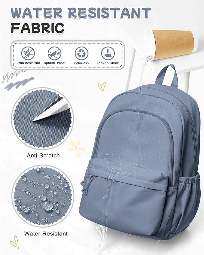 BJLFS Small Blue Backpack for School Women Girls, Waterproof Bookbag Cute High School Backpack for Men Teen Boys, Lightweight Travel College Back Pack Mochilas Escolares para Casual Daypack Rucksack