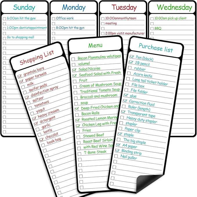7-Piece Magnetic Dry Erase to-Do List White Board, 4'x11', Multifunctional Weekly Planner, Chore Chart, Dry Erase Planner for Refrigerator