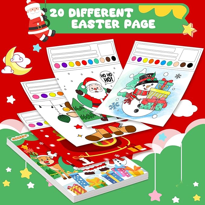 AGGKKY Paint with Water Christmas Coloring Books for Kids Toddlers Mess Free Water Color Paint Sets Arts and Crafts for Kids 3+ Christmas Activities Birthday Stocking Stuffers Toy Gift