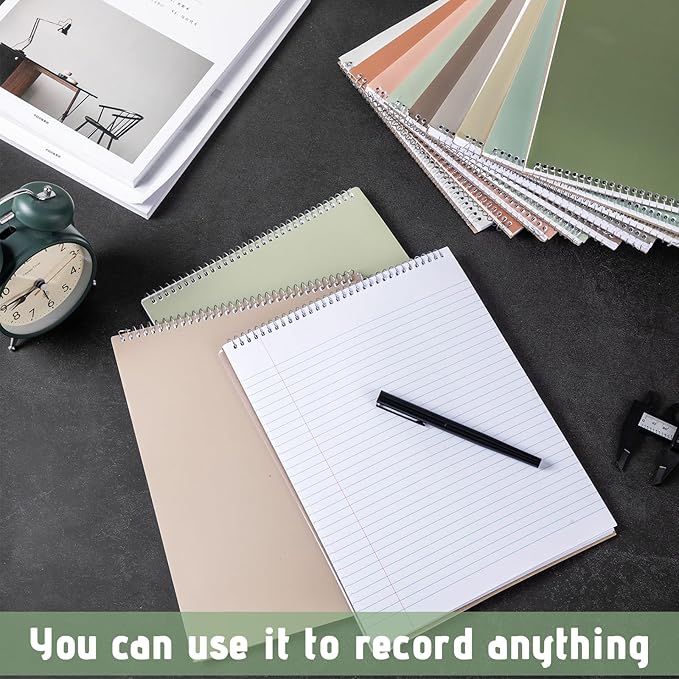 Maitys 12 Pcs Legal Pad Steno Spiral Notebook 8.5 x 11 Inches Top Bound Spiral Pads Hard Cover College Ruled Notepad 70 Sheet Pad Colorful Covers for School Office University Home (Classic Color)