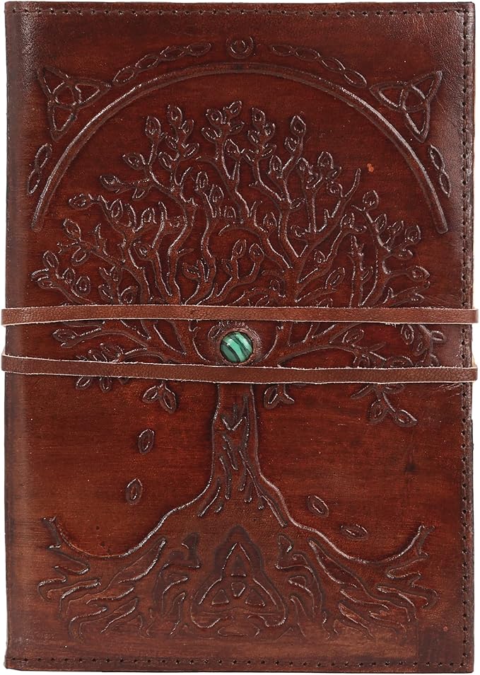 Leather Journal Lined Paper Tree of Life Handmade writing Notebook Diary Leather Bound Daily Notepad for women and men Writing pad for Artist Sketch (6 x 8, deckle edge tan)