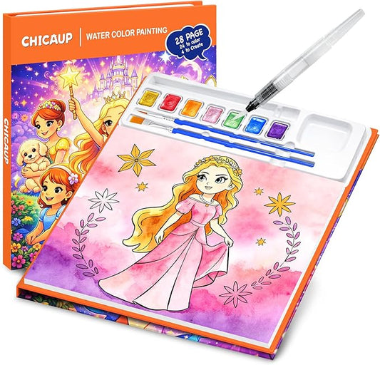 CHICAUP Paint with Water Coloring Books for Kids, Mess Free Watercolor Painting Kit Painting Activity for Kids Ages 3-5 4-8, Arts Crafts Drawing Gift Toy for Boy Girl