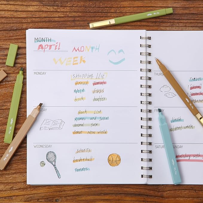 Mr. Pen- Aesthetic Highlighters and Ballpoint Pens No Bleed, 12 Pack, Warm Fall, Bible Highlighters and Pens No Bleed, Fast Dry and No Smear for Bible Journaling, Planner, School Supplies