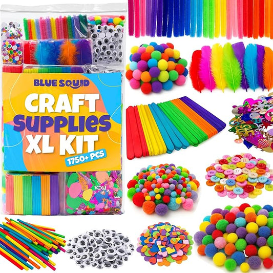 Blue Squid 1750+pcs Craft Kits for Kids, Ages 4-9 Girl Boys Gifts Arts and Crafts for Kids Craft Kits Toys for 4-9 Year Old Girls Boys Birthday Presents Gifts Crafts for 4-10 Year Olds