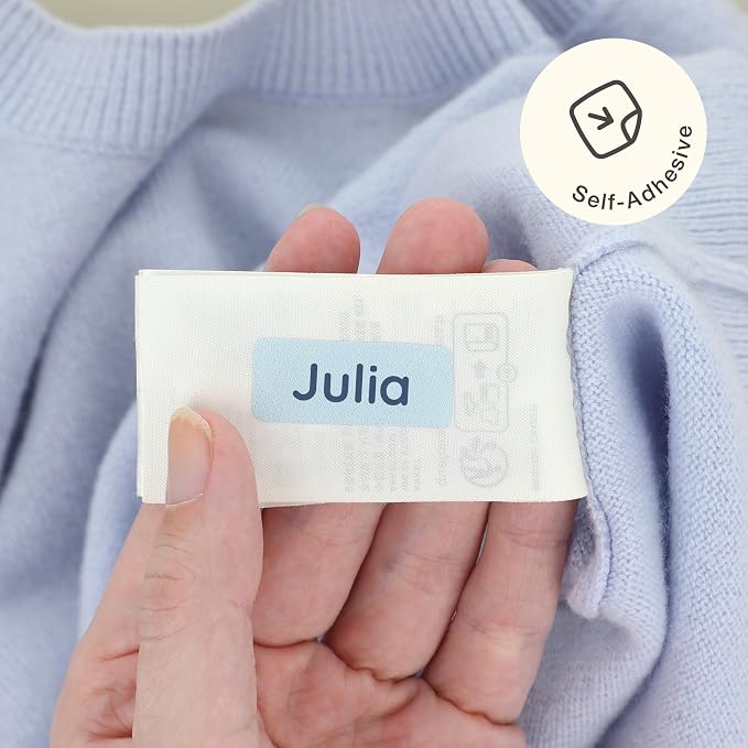 TeddyLabels - Clothing Labels for Nursing Home (120) – Self-Adhesive Name Tags for Clothes and Personal Items. Personalized Labels for Daycare, Nursing Homes, and Laundry Use - Light Blue