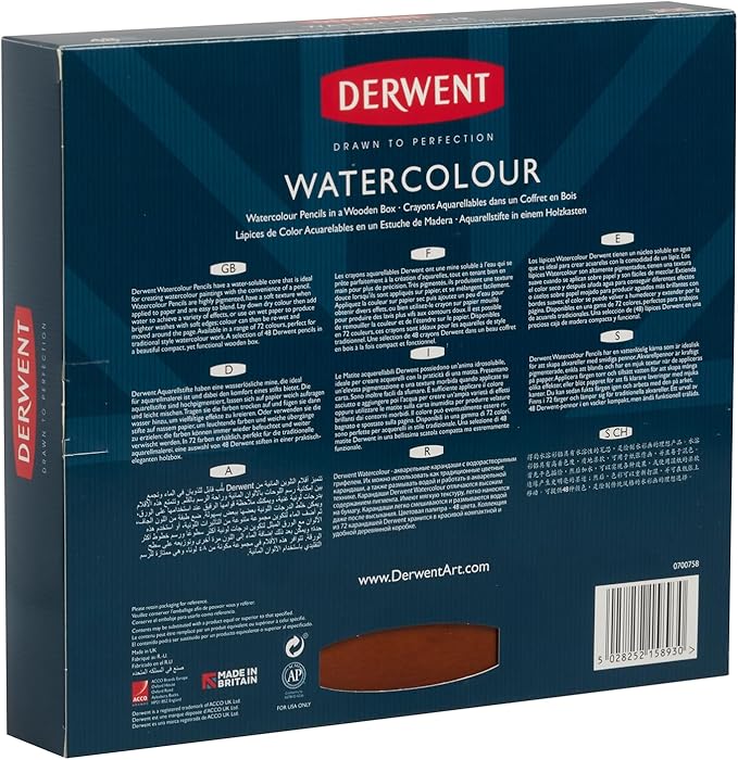 Derwent Colored Pencils, WaterColour, Water Color Pencils, Drawing, Art, Wooden Box, 48 Count (0700758)