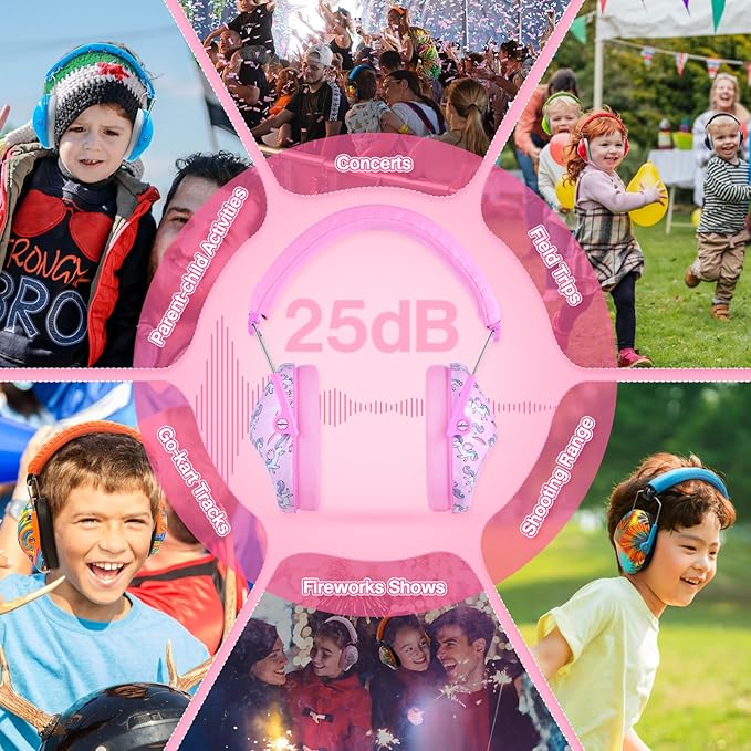 PROHEAR 032 Kids Ear Protection - Noise Cancelling Headphones Ear Muffs for Autism, Toddlers, Children - Pink