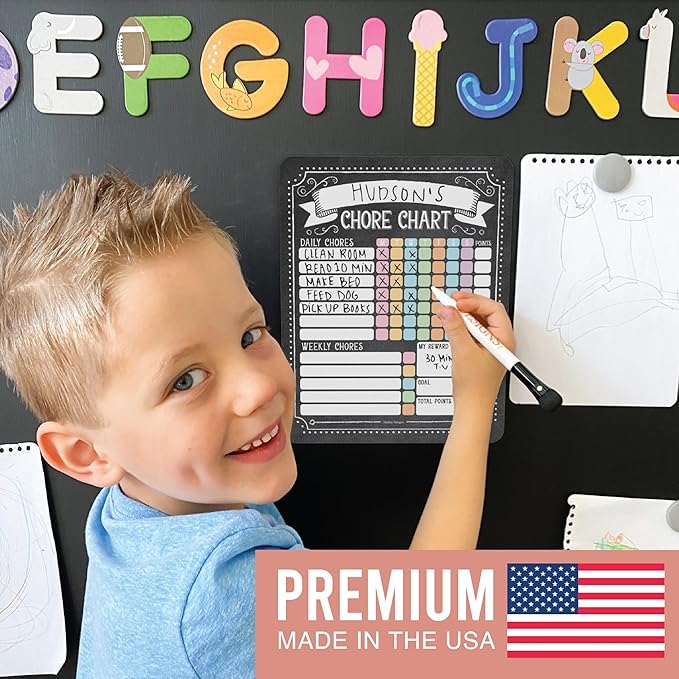 Hadley Designs Magnetic Chore Chart for Kids Multiple Kids – Dry Erase Chores Chart for Adults and Teens, Responsibility Task List for Family, Fridge Task Board Tracker at Home, Chalkboard Chore Board