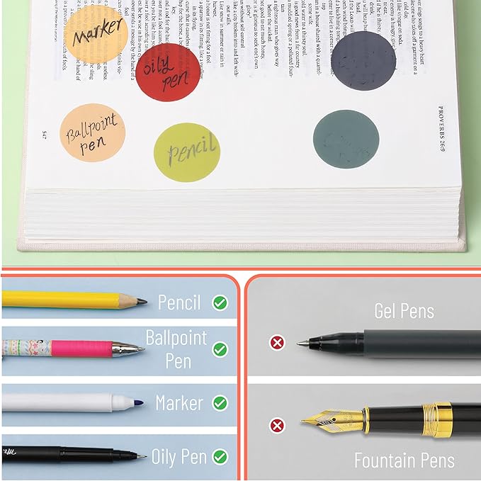 Mr. Pen- Round Transparent Sticky Notes, 1.1” Diameter, 28 Pads, 1120 Sheets, Colorful, Water-Resistant See-Through Sticky Notes Bulk & Fineliner, Smooth Writing, Note Tabs for Bible Journaling