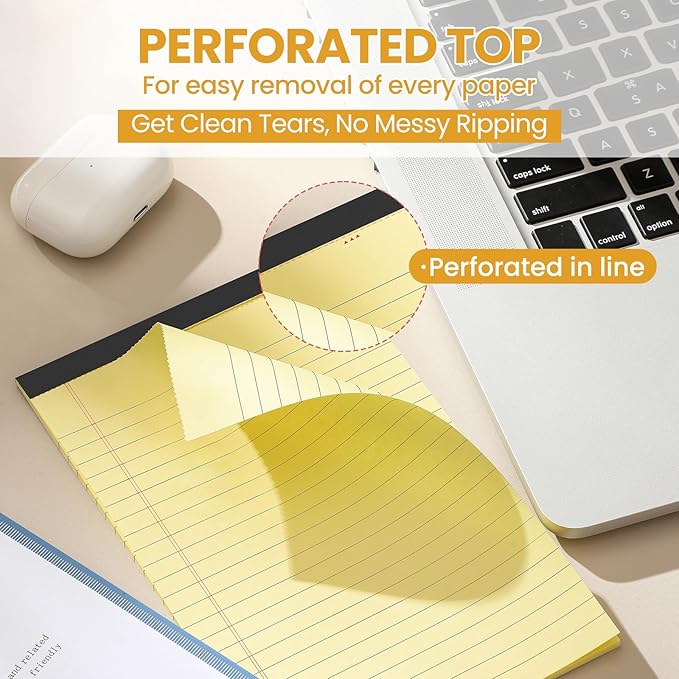 VITEVER Small Note Pads 5x8,[7 Pack] Narrow Ruled Legal Pads,Micro Writing Pads Perforated Lined Note Paper for Study,Office,To-Do Lists,30 Sheet/notepad,Light Yellow