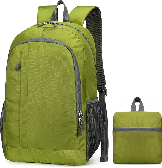 Ultra Lightweight-Packable-Hiking-Backpack Foldable Travel Camping Daypack Casual Outdoor Water-resistant 25L Bags (Green)