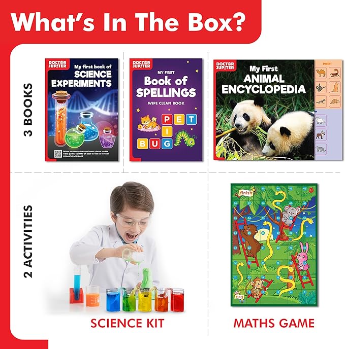 Doctor Jupiter Little Genius Kit | Educational Science Kits, STEM Toys for 4-5-6 Year Old Boys & Girls | Preschool Learning Toys & Activities | Science Experiments, Gifts for Kids 4-5-6 Year Old